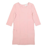 GANNI Womens Pink Fit & Flare Cotton Blend Dress Short Sleeve Knee Length S