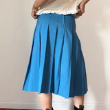 Unbranded Midi Pleated Skirt - 27W UK 8 Blue Polyester Blend
