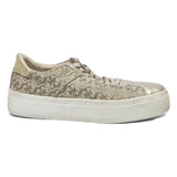 GUESS Low Top Womens Canvas Trainers Beige Brown UK 4 Platform Casual Shoes