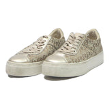 GUESS Low Top Womens Canvas Trainers Beige Brown UK 4 Platform Casual Shoes