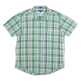 TOMMY HILFIGER Mens Green Shirt Check XL Casual Cotton Summer