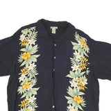 ISLANDER Mens Navy Blue Hawaiian Rayon Shirt XL Floral Tropical Summer Beach