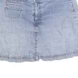 ST JOHNS BAY Womens Blue Denim Mini Cotton Blend Skirt M Casual Pocketed