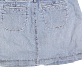 ST JOHNS BAY Womens Blue Denim Mini Cotton Blend Skirt M Casual Pocketed