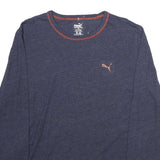 PUMA Mens Blue Long Sleeve T-Shirt L Crew Neck Casual Cotton Top