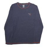 PUMA Mens Blue Long Sleeve T-Shirt L Crew Neck Casual Cotton Top