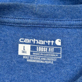Carhartt Spellout Long Sleeve T-Shirt - Large Blue Cotton