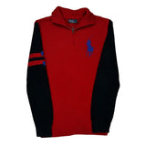 Polo By Ralph Lauren Striped 1/4 Zip - XS Red Cotton