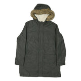 LEVI'S Womens Green Cotton Blend Hooded Zip Parka Jacket L Winter Outerwear