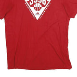 ADIDAS Mens Red Graphic T-Shirt L Short Sleeve Crew Neck Cotton Basketball