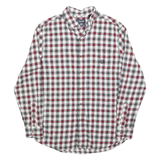 CHAPS Mens White & Red Check Flannel Shirt M Cotton Casual Button-Down Long