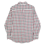 CHAPS Mens White & Red Check Flannel Shirt M Cotton Casual Button-Down Long