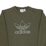 ADIDAS Mens Green Crew Neck S Sweatshirt Cotton Blend Casual Pullover