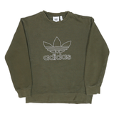 ADIDAS Mens Green Crew Neck S Sweatshirt Cotton Blend Casual Pullover