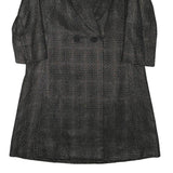 Womens Black Textured Button Jacket M Polyester Blend Classic Formal Outerwear