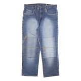 PHAT FARM Mens Relaxed Blue Denim Rinse Jeans W40 L33 Patchwork Cotton Blend