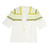 UMBERTO GINOCCHIETTI Womens White & Olive Colourblock Coach Jacket M Polyester