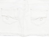 GAUGE Womens White Cotton Blend Mini Skirt Raw Hem Denim Style L Casual Summer
