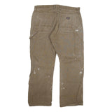 DICKIES Mens Jeans Brown Regular Straight Denim W36 L30 Workwear Cotton Blend