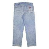 DICKIES Mens Relaxed Blue Denim Jeans W38 L32 Cotton Zip Pockets Workwear