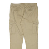 CLOCKHOUSE Mens Slim Beige Cargo Trousers W36 L31 Drawstring Cotton Blend