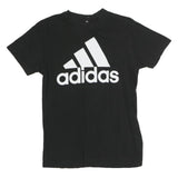 ADIDAS Womens Black Cotton Graphic T-Shirt S Short Sleeve Crew Neck Logo
