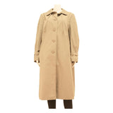 Womens Beige Cotton Blend Classic Button Closure Long Sleeve Jacket L Plain