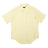 Mens Yellow Plain Cotton Blend Shirt M Button-Down Collar Short Sleeve Casual