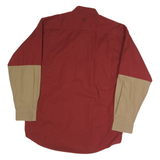 BOWNING Mens Red & Beige Cotton Shirt L Button Down Casual Workwear