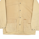 WOOLRICH Mens Beige Outdoor Jacket M Cotton Blend Canvas Plain Button Closure