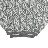 BARNABY Womens Black & White Patterned Wool Jumper Crew Neck Basic Knit M