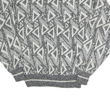 BARNABY Womens Black & White Patterned Wool Jumper Crew Neck Basic Knit M