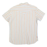 LEVI'S Mens White & Orange Striped Casual Shirt M Cotton Blend Summer Style