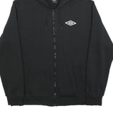 UMBRO Mens Black Zip Up Hoodie 2XL Cotton Casual Sportswear