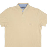 TOMMY HILFIGER Mens Beige Cotton Blend Short Sleeve Polo Shirt M Classic Fit