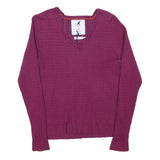 KANGOL Womens Purple Jumper Plain V-Neck Basic Knit XS Cotton Blend Soft Comfort