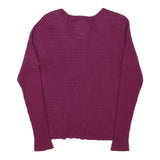 KANGOL Womens Purple Jumper Plain V-Neck Basic Knit XS Cotton Blend Soft Comfort