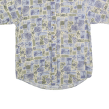CAMBRIDGE CLASSICS Mens Cream & Blue Patterned Shirt Cotton M Short Sleeve