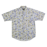 CAMBRIDGE CLASSICS Mens Cream & Blue Patterned Shirt Cotton M Short Sleeve
