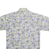 CAMBRIDGE CLASSICS Mens Cream & Blue Patterned Shirt Cotton M Short Sleeve