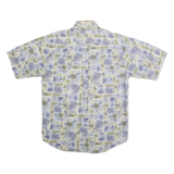 CAMBRIDGE CLASSICS Mens Cream & Blue Patterned Shirt Cotton M Short Sleeve