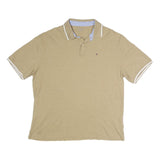 TOMMY HILFIGER Mens Beige Polo Shirt 2XL Cotton Classic Fit Short Sleeve
