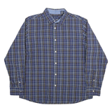 CHAPS Mens Blue Plaid Shirt L Cotton Blend Long Sleeve Button Closure Casual