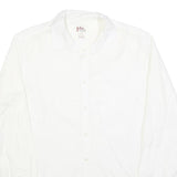 LEE COOPER Mens White Slim Fit Cotton Blend Shirt L Classic Long Sleeve Button