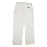 CARHARTT Mens Cotton Blend White Relaxed Straight Trousers W32 L32 Workwear