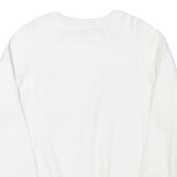 Mens White Crew Neck Sweatshirt God Bless America Graphic Cotton Blend L