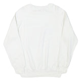 Mens White Crew Neck Sweatshirt God Bless America Graphic Cotton Blend L