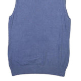 BASIC Womens Blue Plain Sleeveless Roll Neck Cotton Blend Jumper M Soft Knit