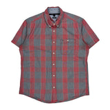 Tommy Hilfiger Checked Short Sleeve Shirt - Large Gray Cotton