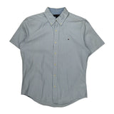 Tommy Hilfiger Striped Short Sleeve Shirt - Medium Blue Cotton